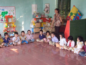 Học sinh trường mầm non xã Cao Sơn (Đà Bắc) luôn được đảm bảo đầy đủ dinh dưỡng.